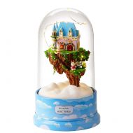 WOLFBUSH Miniature Dollhouse Kit, Rotating Music Miniature Dollhouse Kit with and LED Light Cover DIY House Kit for Children Over 8 Years Old (Frozen Paradise)