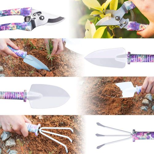  [아마존 핫딜]  [아마존핫딜]WOLFWILL 10 Stueck Gartengerate Set | Robuste Gartenwekzeuge mit Aufbewahrungskoffer - Ergonomische Anti-Rutsch-Griff Rostfrei Schere Schaufeln Rechen Weeder Sprayer, Garten-Geschen