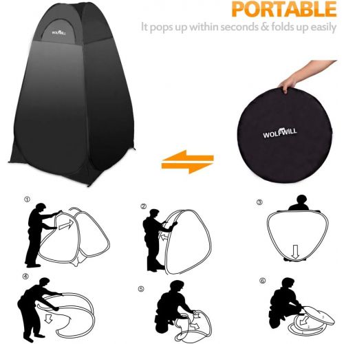  WOLFWILL Portable Pop Up Camping Shower Privacy Tent Dressing Changing Room Shelter for Beach Camp Toilet Outdoor with Carrying Bag