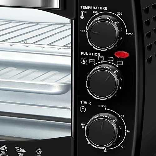  [아마존베스트]WOLTU Mini Oven, 20-Litre Pizza Oven, Double Glass Door with Baking Tray and Timer, 0 - 250 °C, 1400 Watts, #1542, Black