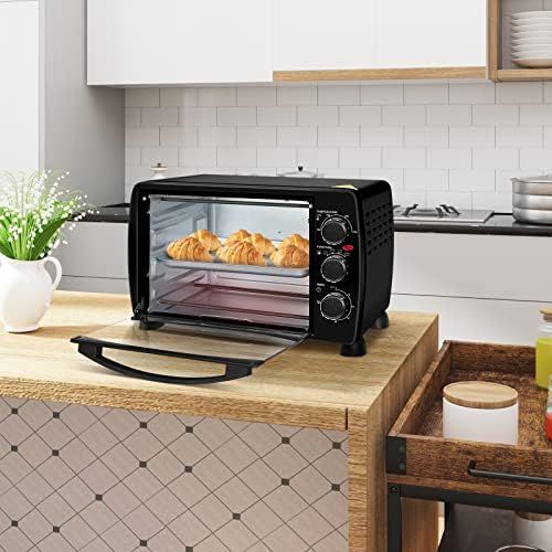  [아마존베스트]WOLTU Mini Oven, 20-Litre Pizza Oven, Double Glass Door with Baking Tray and Timer, 0 - 250 °C, 1400 Watts, #1542, Black