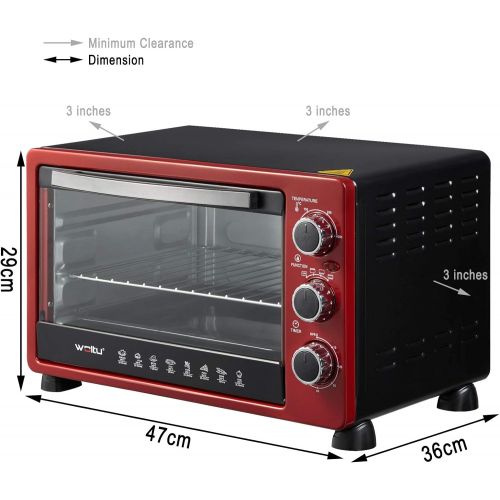  [아마존베스트]WOLTU BF11rsz Mini Oven 25 Litres, 1500 Watt Toaster Oven, Pizza Oven, Crumb Tray with Timer, Mini Oven for Pizza, Toast, Turkey, Hot Dogs Red + Black