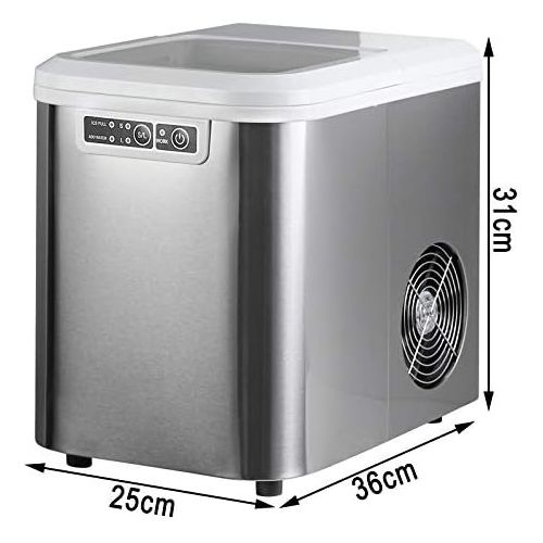  [아마존베스트]Woltu Ice Cube Maker / Ice Maker, 15 kg in 24 hours, 2 Ice Cube Sizes, 2.2 Litres Water Tank, 120 W ABS #1841, grey