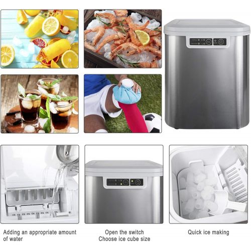  [아마존베스트]Woltu Ice Cube Maker / Ice Maker, 15 kg in 24 hours, 2 Ice Cube Sizes, 2.2 Litres Water Tank, 120 W ABS #1841, grey