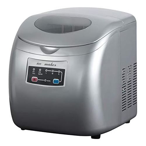  [아마존베스트]Woltu ice cube maker ice maker 12 kg 24 hours, 3 ice cube sizes, 2.8 litres water tank, 120 W ABS #1841, Silver