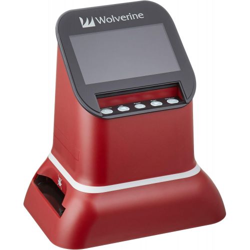  Wolverine F2D Saturn Digital Film & Slide Scanner - Converts 120 Medium Format, 127 Film, Microfiche, 35mm Negatives & Slides to Digital JPEG - Large 4.3 LCD w/HDMI Output (Red)