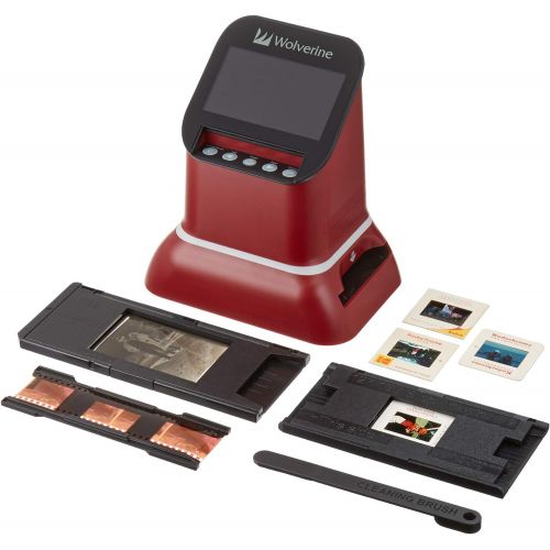  Wolverine F2D Saturn Digital Film & Slide Scanner - Converts 120 Medium Format, 127 Film, Microfiche, 35mm Negatives & Slides to Digital JPEG - Large 4.3 LCD w/HDMI Output (Red)