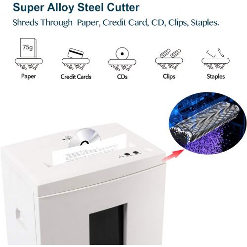  WOLVERINE 10-Sheet Super Micro Cut High Security Level P-5 Heavy Duty Paper/CD/Card Ultra Quiet Shredder for Home Office by 40 Mins Running Time and 6 Gallons Pullout Waste Bin SD9