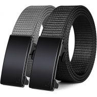 WONDAY 2 Pack Nylon Ratchet Belts for Men, Mens Belts Casual with Automatic Buckle, No Holes Invisible Belt for Men