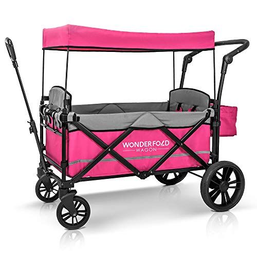  [아마존베스트]WonderFold Baby XL 2 Passenger Push Pull Twin Double Stroller Wagon with Adjustable Handle...