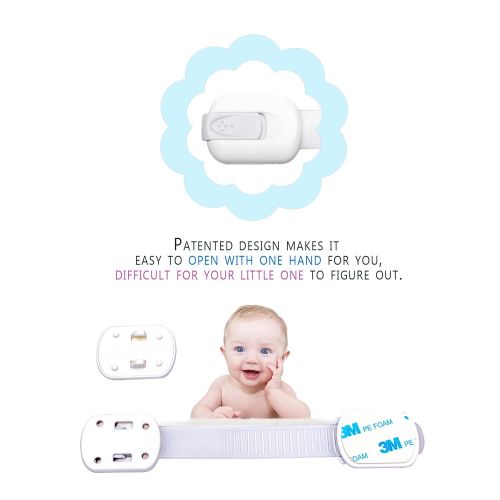  [아마존베스트]WONDERKID Top Quality Adjustable, Reusable Child Safety Locks - Latches to Baby Proof Cabinets, Doors & Appliances … (Brown, 6 Pack)