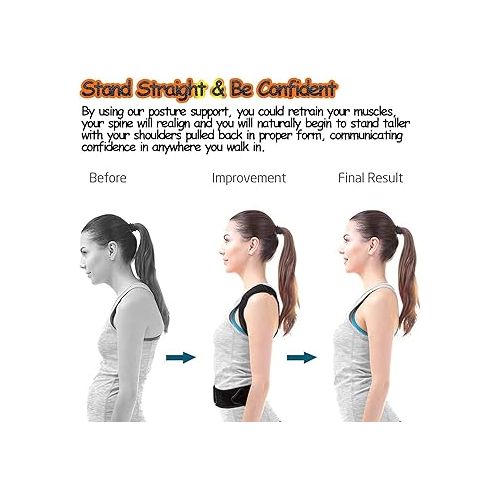  WONFAST Back Brace Posture Corrector, Adjustable Posture Back Brace Support Shoulder Straightener Trainer Waist Belt Upper and Lower Back Pain Relief for Men Women Body Correction(4X-Large/50-54)