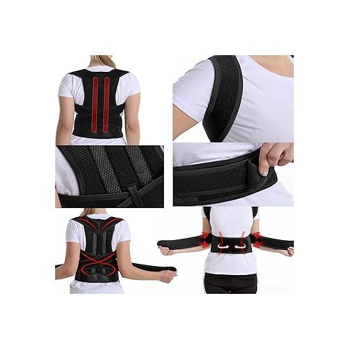  WONFAST Back Brace Posture Corrector, Adjustable Posture Back Brace Support Shoulder Straightener Trainer Waist Belt Upper and Lower Back Pain Relief for Men Women Body Correction(4X-Large/50-54)