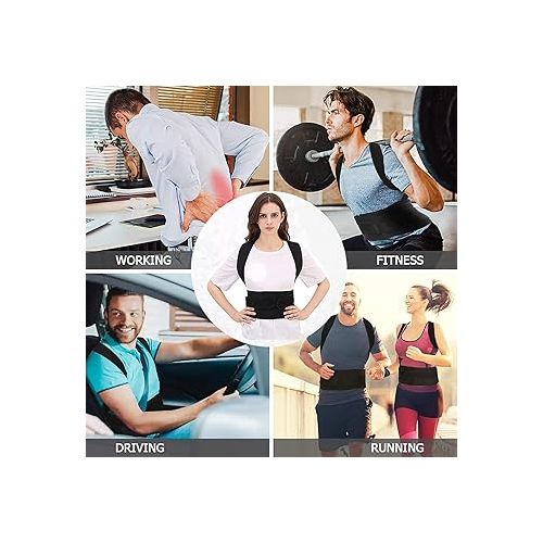  WONFAST Back Brace Posture Corrector, Adjustable Posture Back Brace Support Shoulder Straightener Trainer Waist Belt Upper and Lower Back Pain Relief for Men Women Body Correction(4X-Large/50-54)