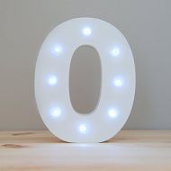 WONFAST Decorative Light Up Wooden Number Letters, White Wood Marquee LED Number Lights Sign Party Wedding Decor Battery Operated Number (0)