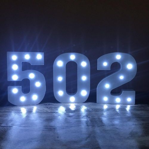  WONFAST Decorative Light Up Wooden Number Letters, White Wood Marquee LED Number Lights Sign Party Wedding Decor Battery Operated Number (0)
