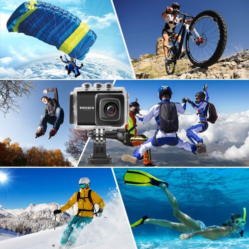  [아마존핫딜][아마존 핫딜] WONGKUO Upgraded Action Camera 4K 20MP Ultra HD WiFi Sport Camera with EIS 30m Waterproof Camera 170°Wide Angle Camcorder 2 LCD Screen Support External Microphone Remote Control wi