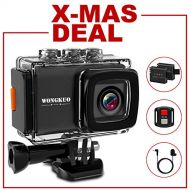 UPGRADED WONGKUO Action Camera Ultra HD 4K 20MP EIS Anti-shake Sport Camera 98ft Waterproof 170°Wide-Angle WiFi Camcorder with External Microphone & Remote Control & Mounting Acces
