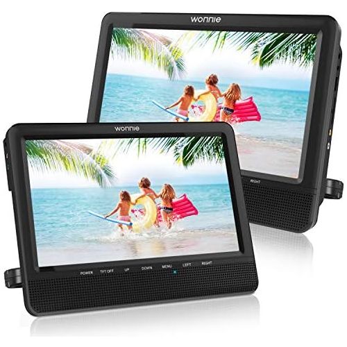  [아마존베스트]WONNIE 9.5 Car Dual Portable DVD Players, 1024x800 HD LCD TFT, USB/SD/MMC Card Readers, Built-in 5 Hours Rechargeable Battery, Stereo Sound, Regions Free, AV Out & in