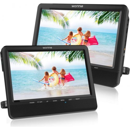  [아마존베스트]WONNIE 9.5 Car Dual Portable DVD Players, 1024x800 HD LCD TFT, USB/SD/MMC Card Readers, Built-in 5 Hours Rechargeable Battery, Stereo Sound, Regions Free, AV Out & in