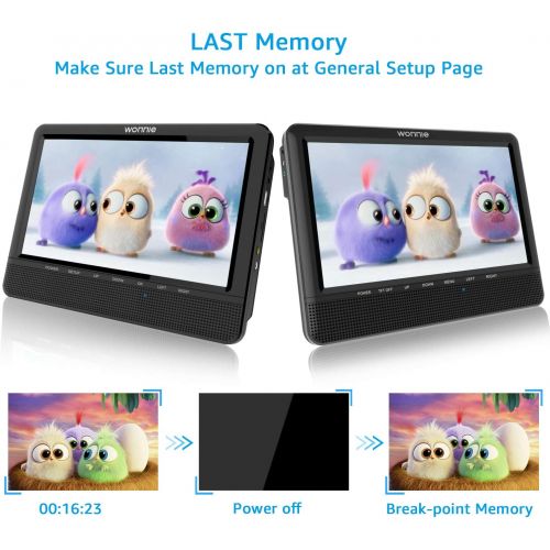  [아마존베스트]WONNIE 9.5 Car Dual Portable DVD Players, 1024x800 HD LCD TFT, USB/SD/MMC Card Readers, Built-in 5 Hours Rechargeable Battery, Stereo Sound, Regions Free, AV Out & in