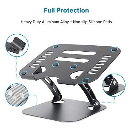  Laptop Stand for Desk, WONNIE Computer Stand for Laptop, Ergonomic Aluminum Laptop Riser with Heat Vent for 10 17 Notebook Computer Dark Grey