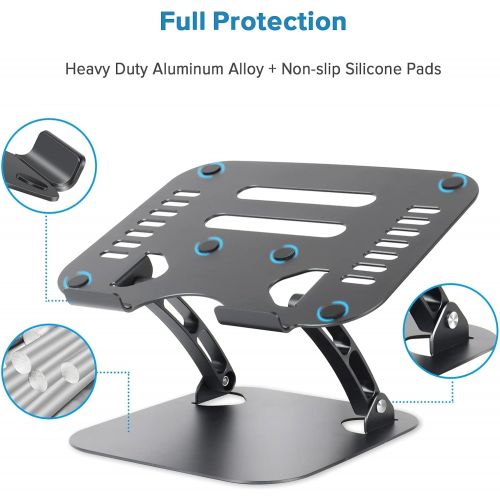  Laptop Stand for Desk, WONNIE Computer Stand for Laptop, Ergonomic Aluminum Laptop Riser with Heat Vent for 10 17 Notebook Computer Dark Grey