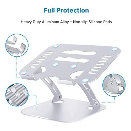  Laptop Stand for Desk, WONNIE Computer Stand for Laptop, Ergonomic Aluminum Laptop Riser with Heat Vent for 10 17 Notebook Computer, Silver