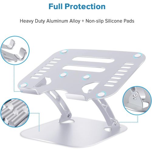  Laptop Stand for Desk, WONNIE Computer Stand for Laptop, Ergonomic Aluminum Laptop Riser with Heat Vent for 10 17 Notebook Computer, Silver