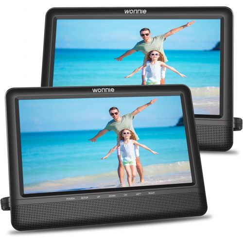  [아마존베스트]WONNIE 10.5 Dual Screen DVD Player Portable Headrest CD Players for Kids with 2 Mounting Brackets Built-in 5 Hours Rechargeable Battery Great for Car Travel ( 1 Player+1 Monitor )