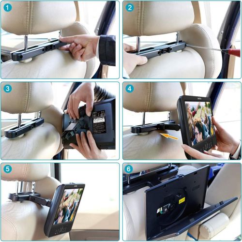  [아마존베스트]WONNIE 10.5 Dual Screen DVD Player Portable Headrest CD Players for Kids with 2 Mounting Brackets Built-in 5 Hours Rechargeable Battery Great for Car Travel ( 1 Player+1 Monitor )