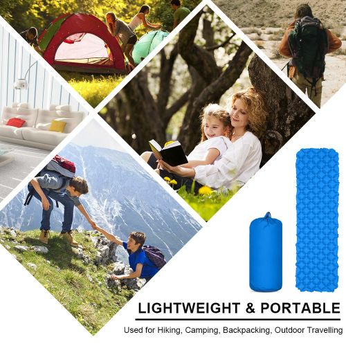  WONYERED Sleeping Pad Lightweight Camping Mattress Inflatable Sleeping Mat Portable Outdoor Hiking Mattress with Eye Mask for Hiking Backpacking Travel