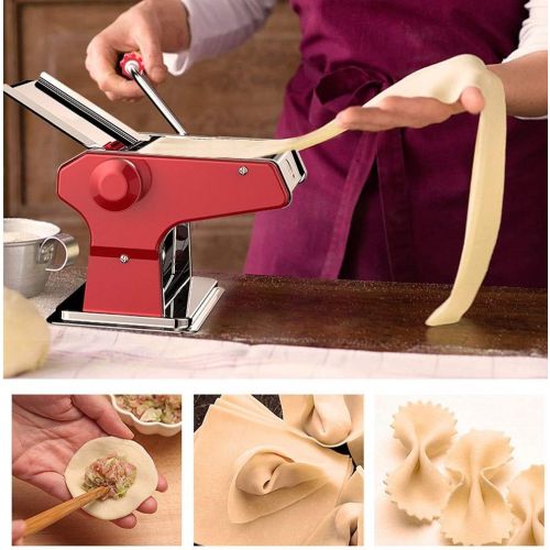  WOO 3 in 1 Heavy Duty Edelstahl Professionelle Frische Teigwaren Lasagne Spaghetti Tagliatelle Maker Machine Cutter mit 3 Cut Press Blade-Einstellungen mit Tischplatte Clamp Kitche