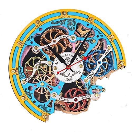  Automaton Bite 1682 Gypsy BOHO HANDCRAFTED moving gears wall clock by WOODANDROOT transparent steampunk wall clock, unique, personalized gifts, anniversary gift, large wall clock,