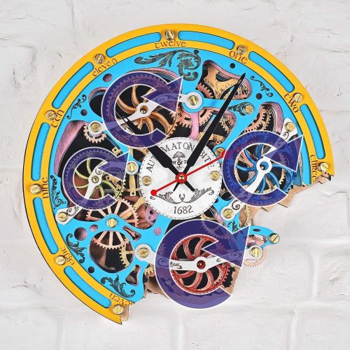  Automaton Bite 1682 Gypsy BOHO HANDCRAFTED moving gears wall clock by WOODANDROOT transparent steampunk wall clock, unique, personalized gifts, anniversary gift, large wall clock,