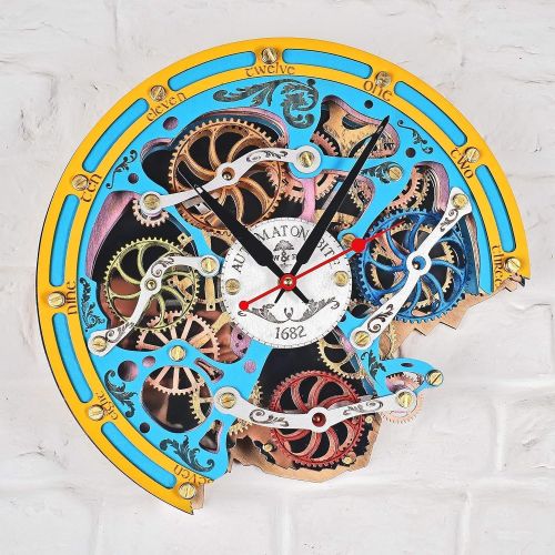  Automaton Bite 1682 Gypsy BOHO HANDCRAFTED moving gears wall clock by WOODANDROOT transparent steampunk wall clock, unique, personalized gifts, anniversary gift, large wall clock,