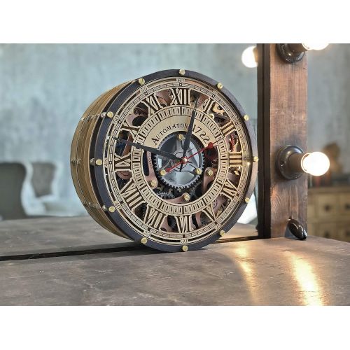  Automaton Skeleton 1722 HANDCRAFTED moving gears wall clock by WOODANDROOT transparent steampunk wall clock, unique, personalized gifts, anniversary gift, large wall clock, home de