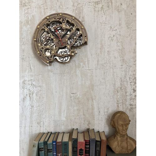  Automaton Bite 1682 Woody HANDCRAFTED moving gears wall clock by WOODANDROOT transparent steampunk wall clock, unique, personalized gifts, anniversary gift, large wall clock, home