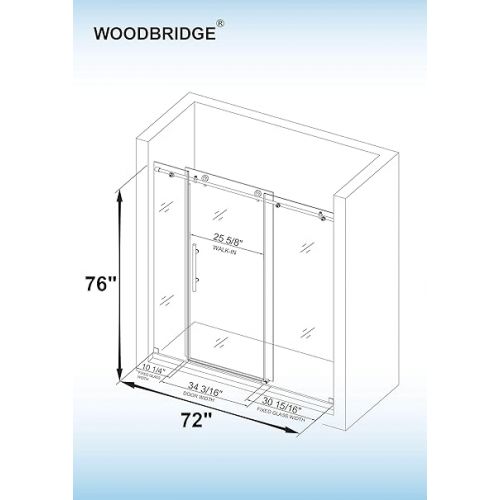  WOODBRIDGE Frameless Shower Doors 68-72