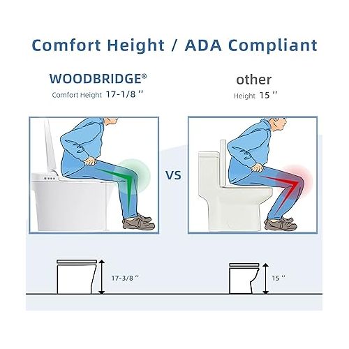  WOODBRIDGE B0970S One Piece Elongated Smart Tankless Bidet Toilet, ADA Height, Auto Flush, Foot Sensor Operation, Heated Seat with Integrated Multi Function Remote Control in White