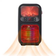 Mini Flame Space Heater, Woolala Electric Fireplace Ceramic Desk Heater for Home Office with 2 Heating Levels/ 12 Hours Auto Shut Off/Overheat Protection