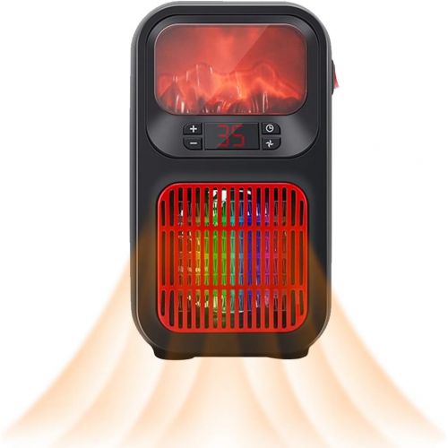  Mini Flame Space Heater, Woolala Electric Fireplace Ceramic Desk Heater for Home Office with 2 Heating Levels/ 12 Hours Auto Shut Off/Overheat Protection