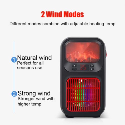  Mini Flame Space Heater, Woolala Electric Fireplace Ceramic Desk Heater for Home Office with 2 Heating Levels/ 12 Hours Auto Shut Off/Overheat Protection