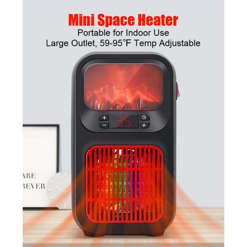  Mini Flame Space Heater, Woolala Electric Fireplace Ceramic Desk Heater for Home Office with 2 Heating Levels/ 12 Hours Auto Shut Off/Overheat Protection