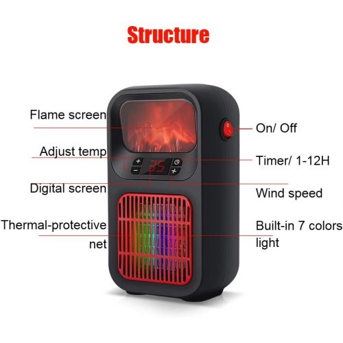  Mini Flame Space Heater, Woolala Electric Fireplace Ceramic Desk Heater for Home Office with 2 Heating Levels/ 12 Hours Auto Shut Off/Overheat Protection