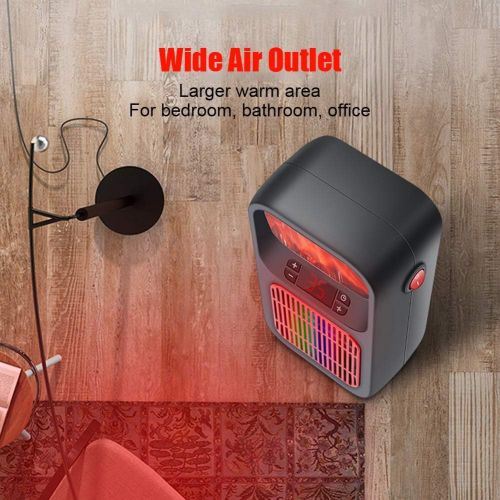  Mini Flame Space Heater, Woolala Electric Fireplace Ceramic Desk Heater for Home Office with 2 Heating Levels/ 12 Hours Auto Shut Off/Overheat Protection