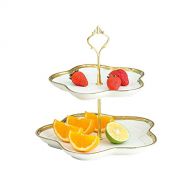 WOOPOWER Cake Stand, Round Cupcake Stands Metal Dessert Display with Pendants and Beads, Cake Stands Tray Wrought Iron Plates Party Birthday Dessert Display Wedding Decor (S)