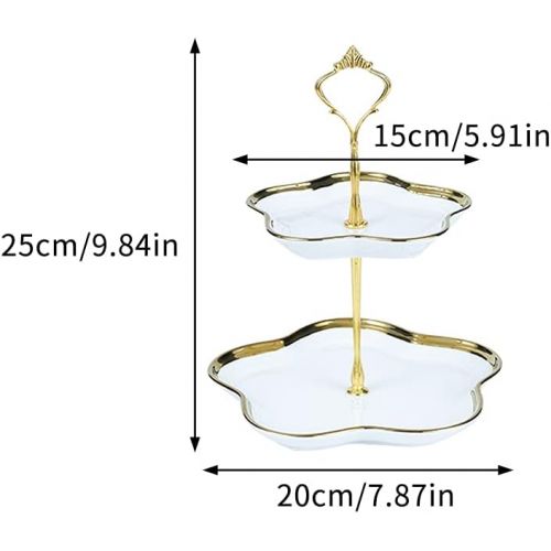  WOOPOWER Cake Stand, Round Cupcake Stands Metal Dessert Display with Pendants and Beads, Cake Stands Tray Wrought Iron Plates Party Birthday Dessert Display Wedding Decor (S)