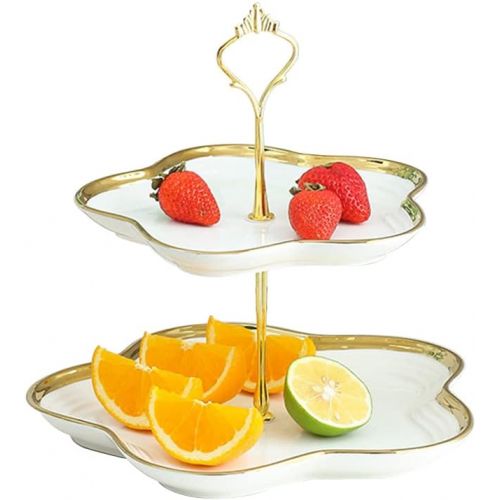  WOOPOWER Cake Stand, Round Cupcake Stands Metal Dessert Display with Pendants and Beads, Cake Stands Tray Wrought Iron Plates Party Birthday Dessert Display Wedding Decor (S)