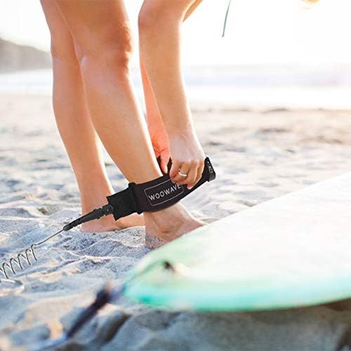  Visit the WOOWAVE Store WOOWAVE SUP Leash 11 Foot Coiled Stand Up Paddle Board Surfboard Leash Stay on Board Ankle Strap with Waterproof Wallet/Phone Case